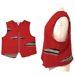 Wool Women’s Cambridge Dry Goods Southwestern Serape Pattern Zip up Vest